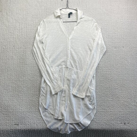 Anthropologie Left of Center White Collared Long Tunic Shirt Women’s XS - Picture 1 of 16